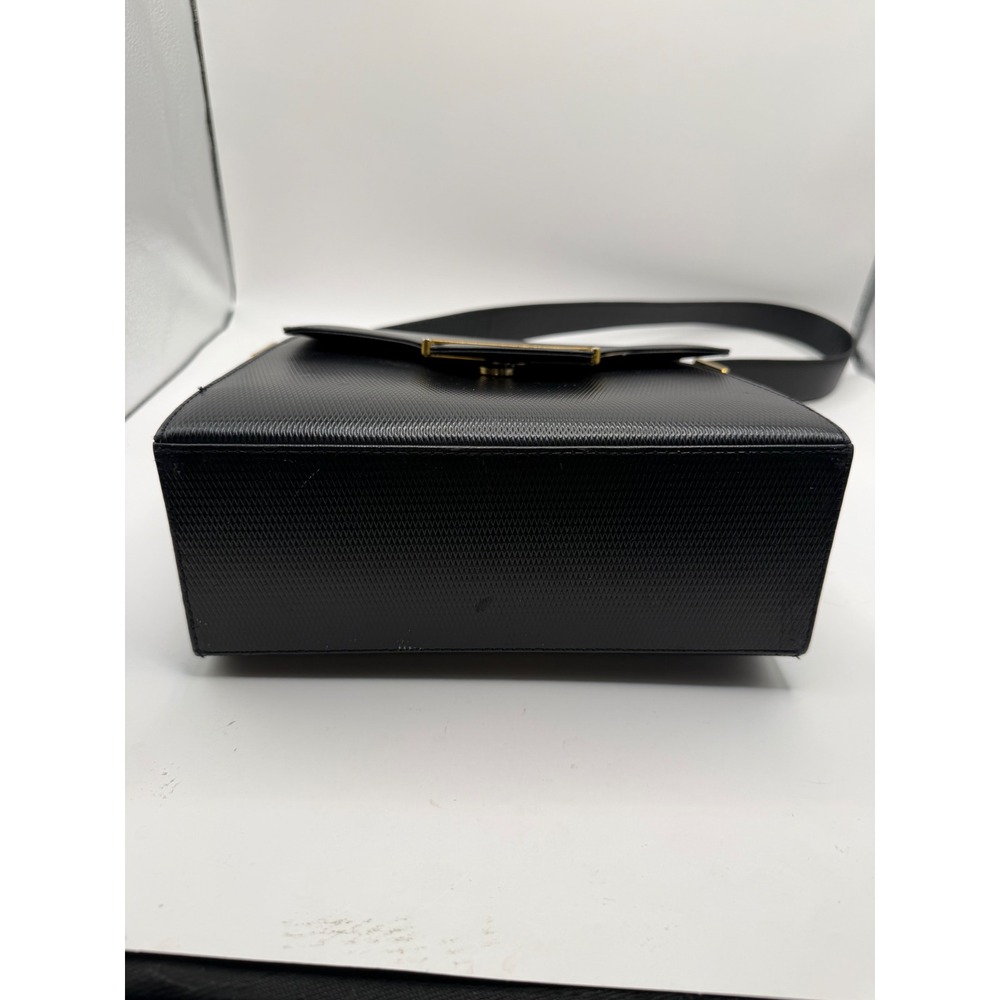 Yves Saint Laurent Vintage Shoulder Bag Black Textured Leather Luxury Retro - Picture 12 of 12